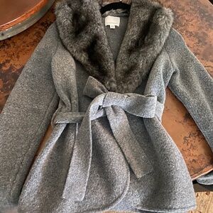 Anthropologie wool faux fur trim sweater